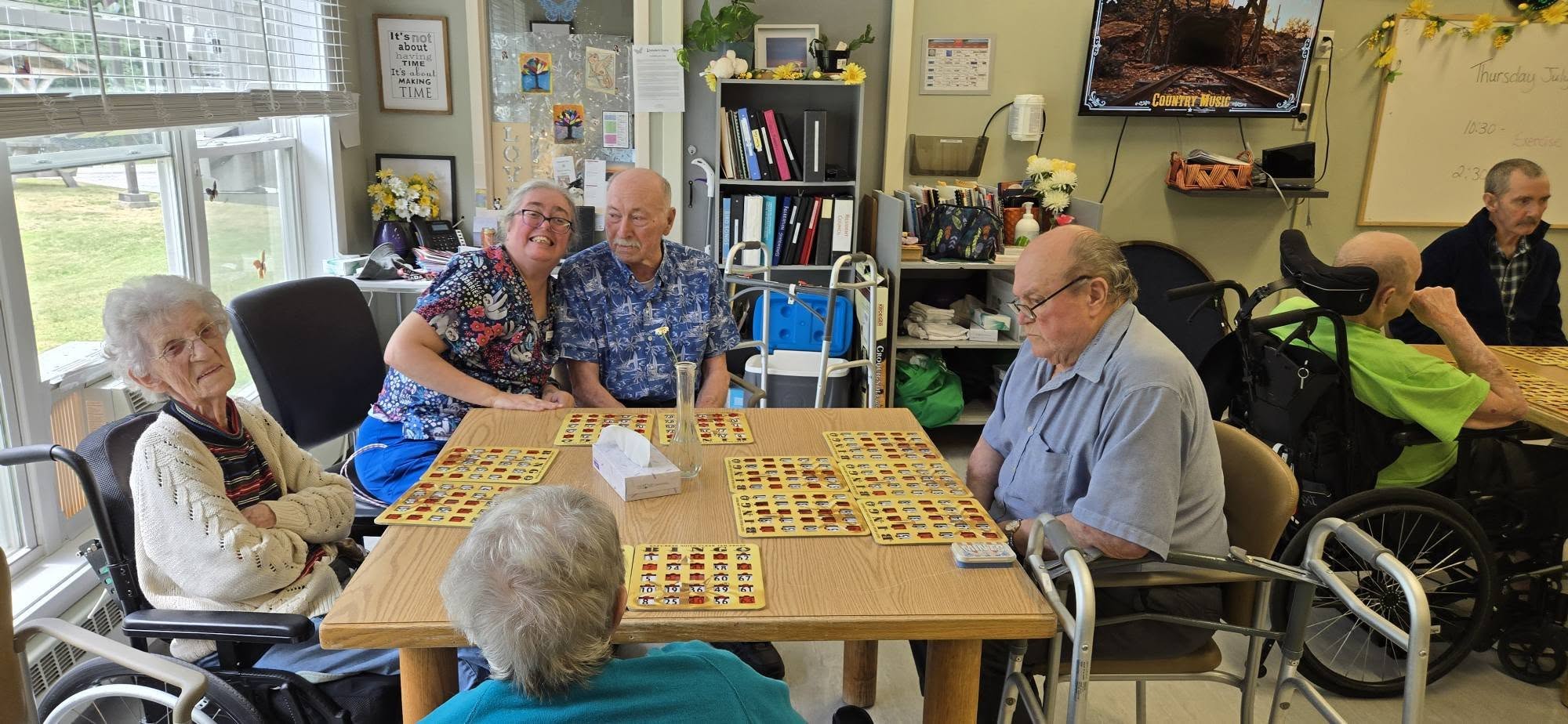 Residents playing board games and bingo
